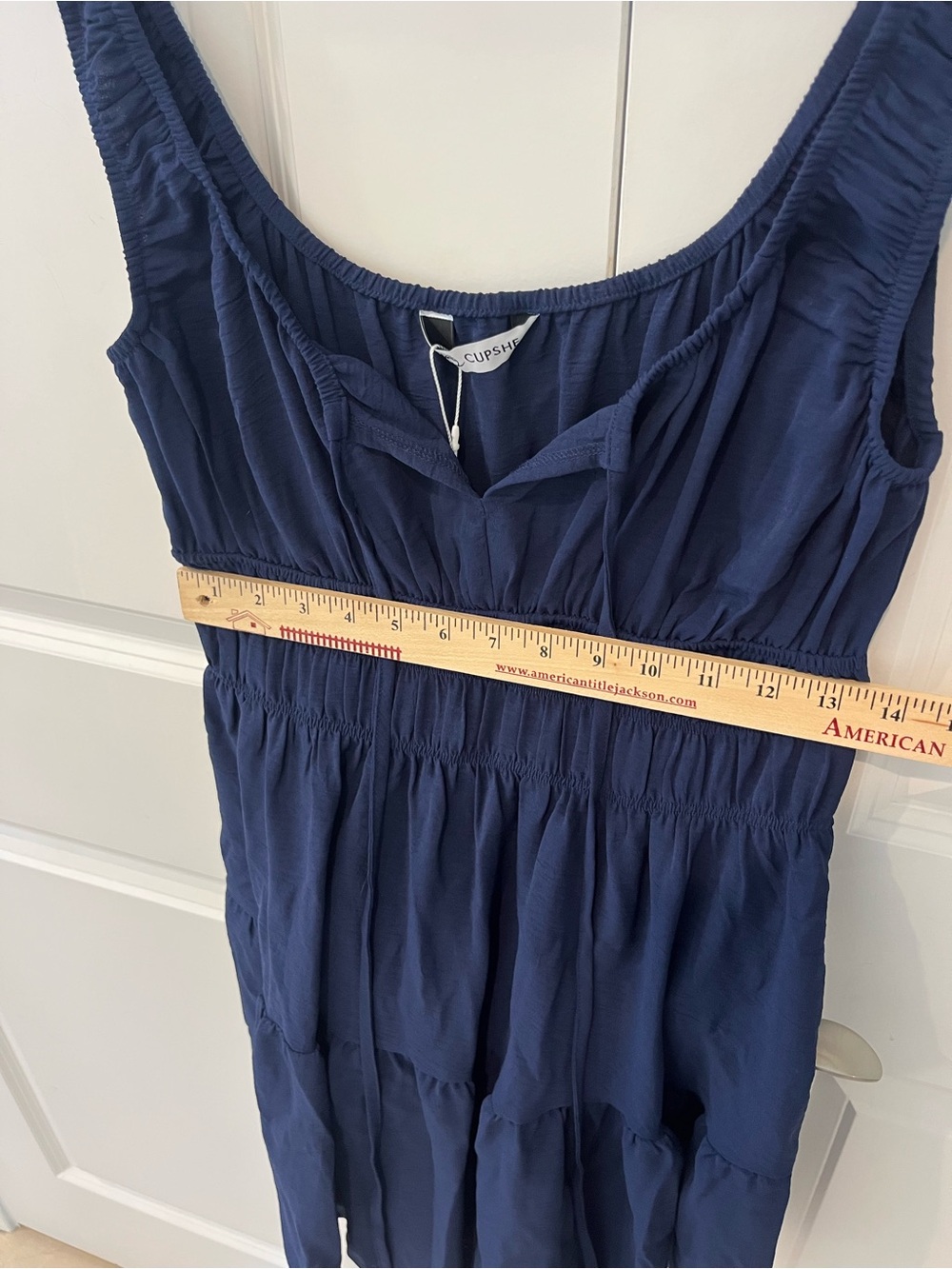 Cupshe women’s small NWT casual navy blue sleeveless dress with tie neckline - Picture 8 of 9